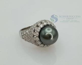 Tahitian Pearl & Diamond 18K Gold Ring