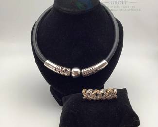 Brighton Leather Necklace with Metal Tube Pendant