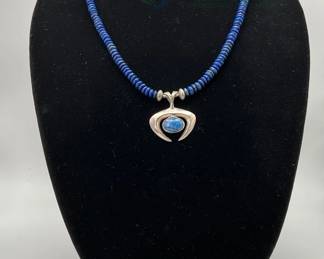 Sterling Silver Necklace with Lapis Lazuli Pendant