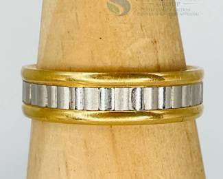 18K Gold and Platinum Band Ring, 7.19 grams, Two-tone Design