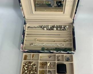 Jewelry Collection with Box, Pearl & Metal Mix