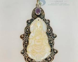 Sterling Silver Pendant with Amethyst Cabochon