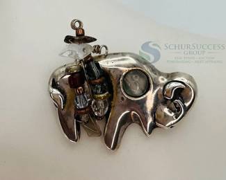 R.S.D. Sterling Silver Bison Brooch