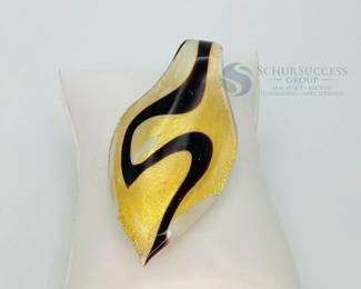 Murano Glass Gold & Black Swirl Pendant