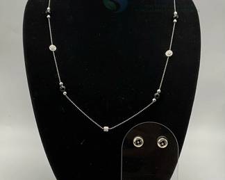 Brighton Sterling Silver Necklace & Stud Earrings