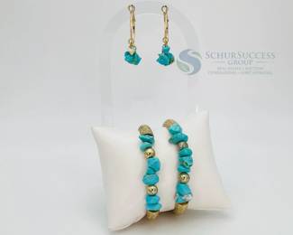 Turquoise Hoop Earrings and Beaded Bracelets