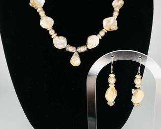 Elegant Shell Necklace, Bracelet & Earrings