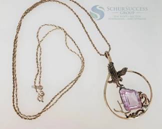 Silver Necklace with Amethyst Stone