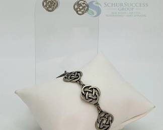 Silver Celtic Knot Bracelet and Matching Earrings