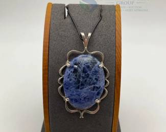 Silver-Tone Sodalite Pendant
