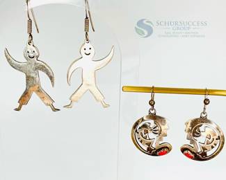 Sterling Silver Earrings with Kokopelli and Dancing Figures