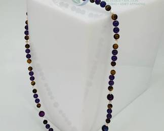 Beaded Necklace with Tiger's Eye Pendant