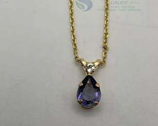 Necklace with Natural Iolite Pendant