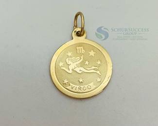 Gold Virgo Zodiac Pendant Charm