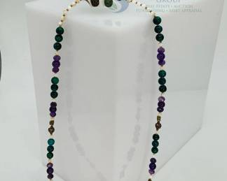 Heart Locket Beaded Necklace and Coordinating Earrings