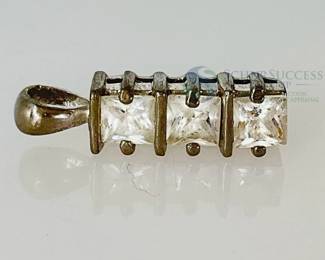 Sterling Silver Pendant with Three Cubic Zirconia Stones