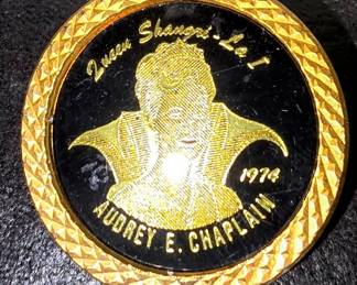 Vintage 1974 ShangriLa Pin Queen Audrey Chaplain Mardi Gras Krewe Favor JEN8064 $34.99