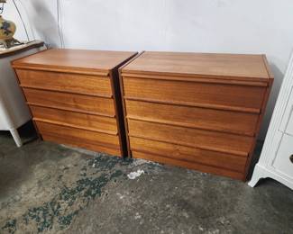 Pair of Mid Century Modern Teak Nightstands marked Sweden