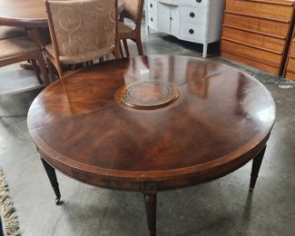 1950's Vintage Mahogany Half Moon - Full Moon Coffee Table with Lazy Susan 