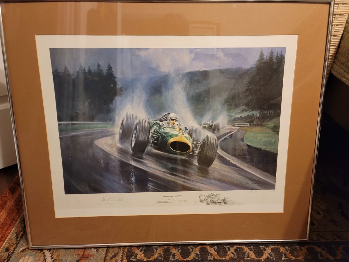 "Heading For Victory" by Alan Fearnley, Signed by Artist and Racer, Numbered 206/850