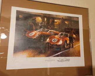 "Ferrari Duel" by Alan Fearnley, Signed by Artist & Racers, Numbered 206/500
