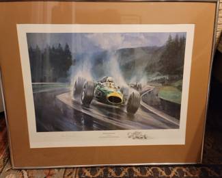 "Heading For Victory" by Alan Fearnley, Signed by Artist and Racer, Numbered 206/850