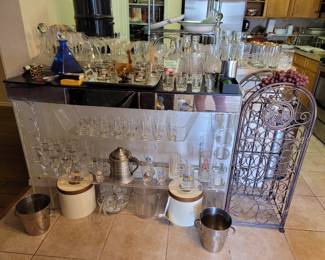 MCM Bar w/ Glasses, Barware