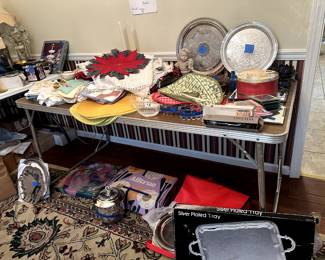 Cloth napkins, Silver platters, Mirrors