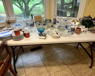 Crystal, glassware, and card place setting (dishes)