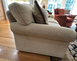 Century beige upholstered sofa 88"W x 36"D x 35"H