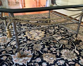 Glass coffee table with metal base 40" x 40"