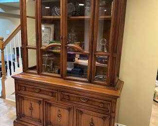 United Furniture wood china cabinet 56"W x 19"D x 82"H