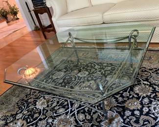 Glass coffee table with metal base 40" x 40"
