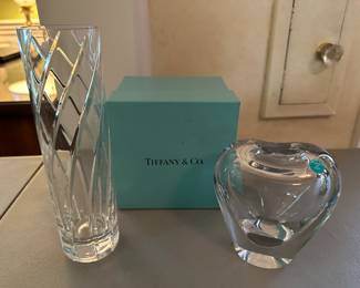 Tiffany bud vase and heart vase