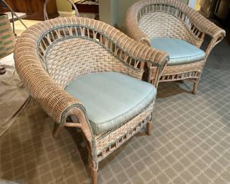 (2) wicker chairs 31"W x 29"D x 32"H