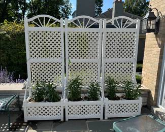 (3) white trellis's 28"W x 15"D x 74"H