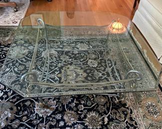 Glass coffee table with metal base 40" x 40"