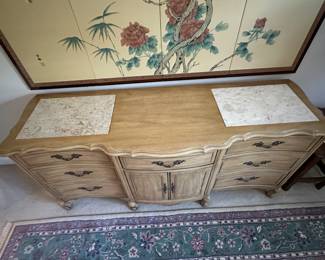 Dresser with marble inserts 72"W x 22"D x 33"H