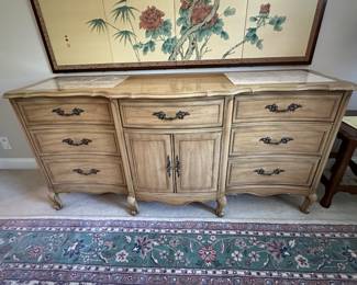 Dresser with marble inserts 72"W x 22"D x 33"H