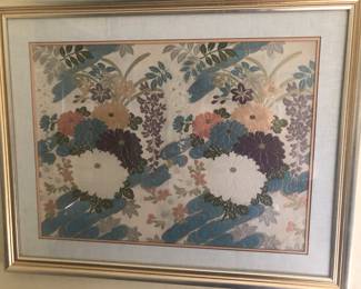 Several pieces of hand embroided art, some on silk