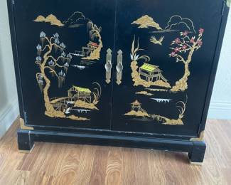 Oriental cabinet Height 31 inches, length 33 inches, width 12 inches