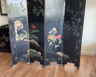 Hand carved wooden oriental room divider.