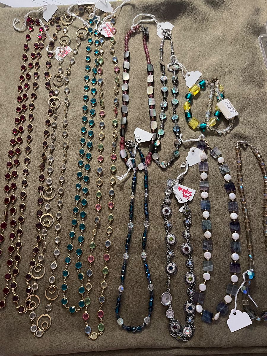 Swarovski bezel necklaces, Lia Sophia, and hand crafted—more pictures of jewelry coming