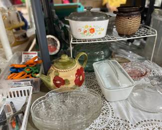 Luncheon plates and vintage corning ware