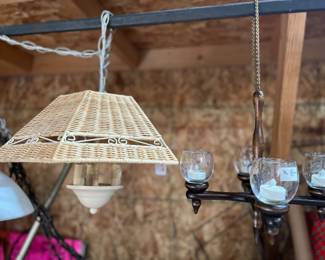Vintage wicker hanging lamp