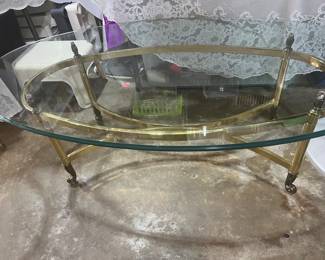 Glass and brass coffee table 