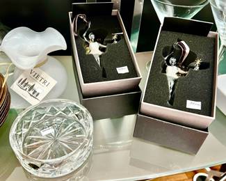 MICHAEL ARAM BALLERINA ORNAMENTS, VIETRI AND WATERFORD CRYSTAL.