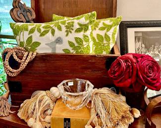 OLD BOXES, ORREFORS CRYSTAL, TASSELS AND ROSES! I SAID GOTHIC ROMANCE!