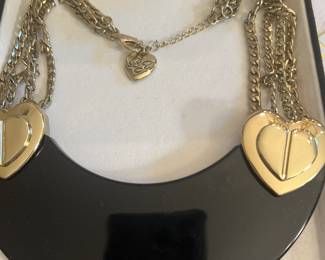 BETSY JOHNSON BLACK HEART BIB NECKLACE