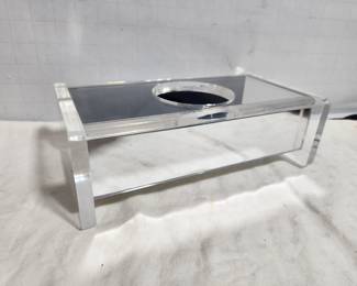 MID CENTURY MODERN GLASS AND LUCITE TISSUE BOX